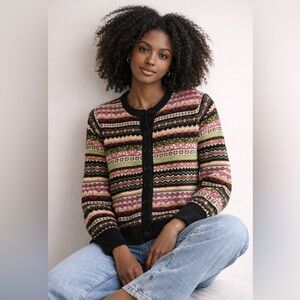 Tiara International Fair Isle Cardigan Sweater | Vintage Knit Button Front